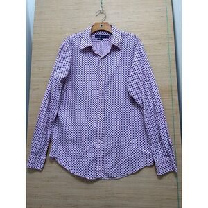 Ralph Lauren Slim Fit Pink Blue Geometric Print Button Down Shirt Mens L